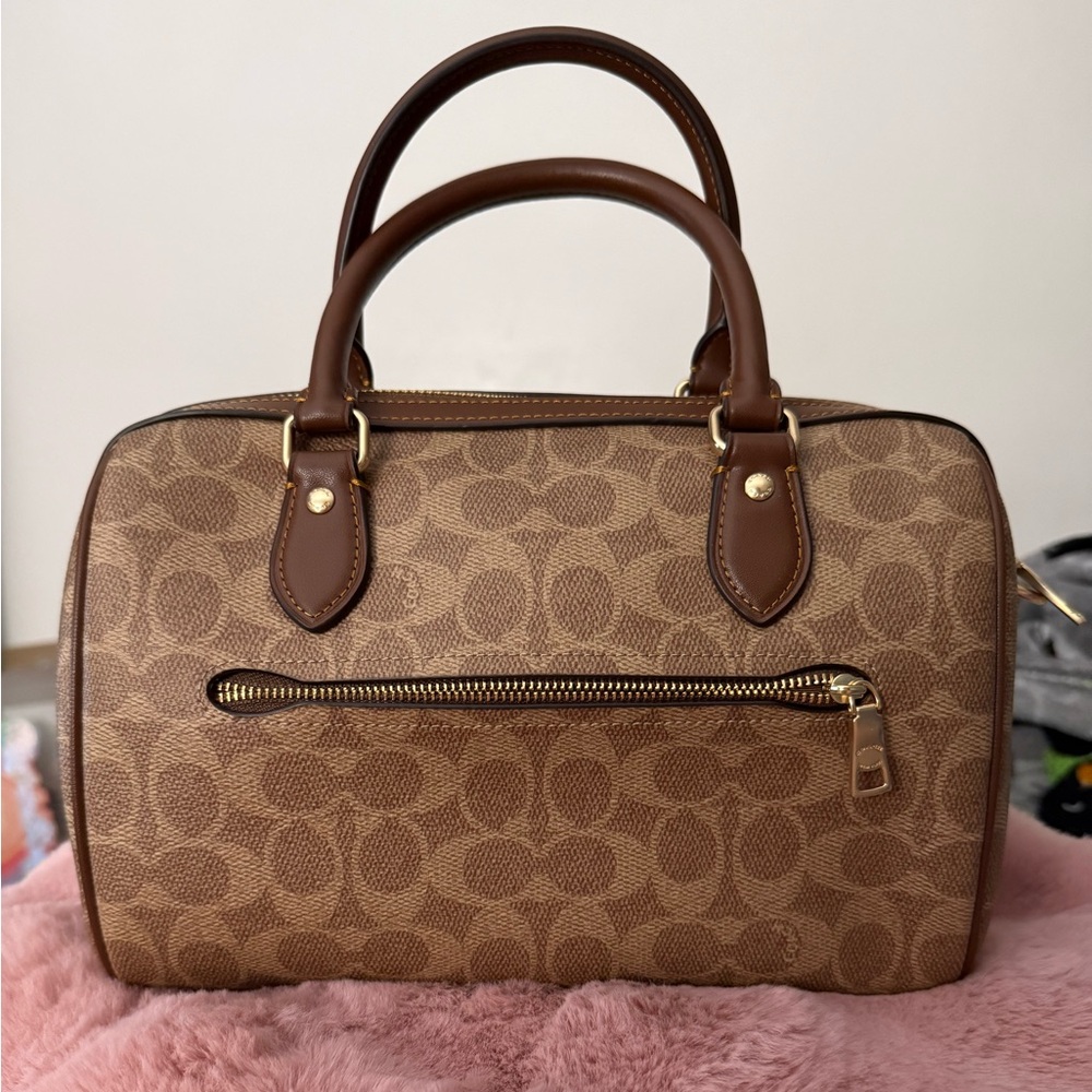 Coach Brown Signature Canvas Satchel with Gold Hardware - Picture 2 of 9
